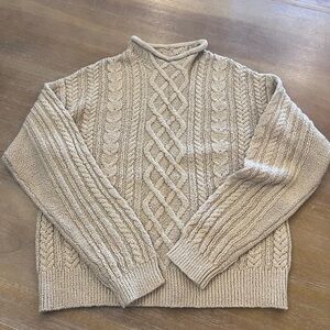 J. Crew Cable Knit Crewneck Sweater - Beige